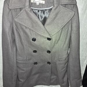 Kenneth Cole Gray Double-Breasted Peacoat Jacket